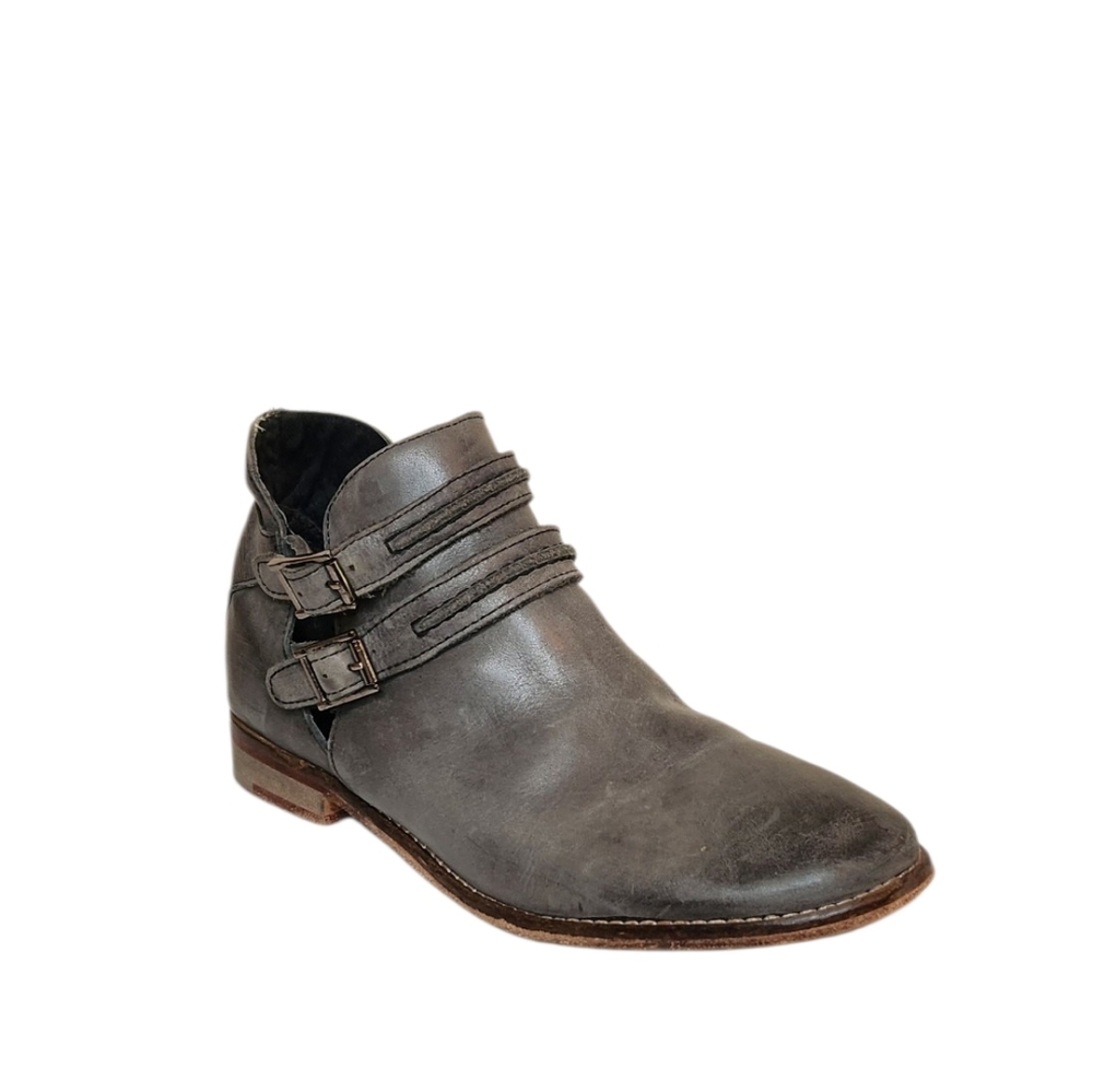 Free People Braeburn Double Buckle Ankle Boots Gray Size 38
